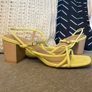 yellow heeled sandals